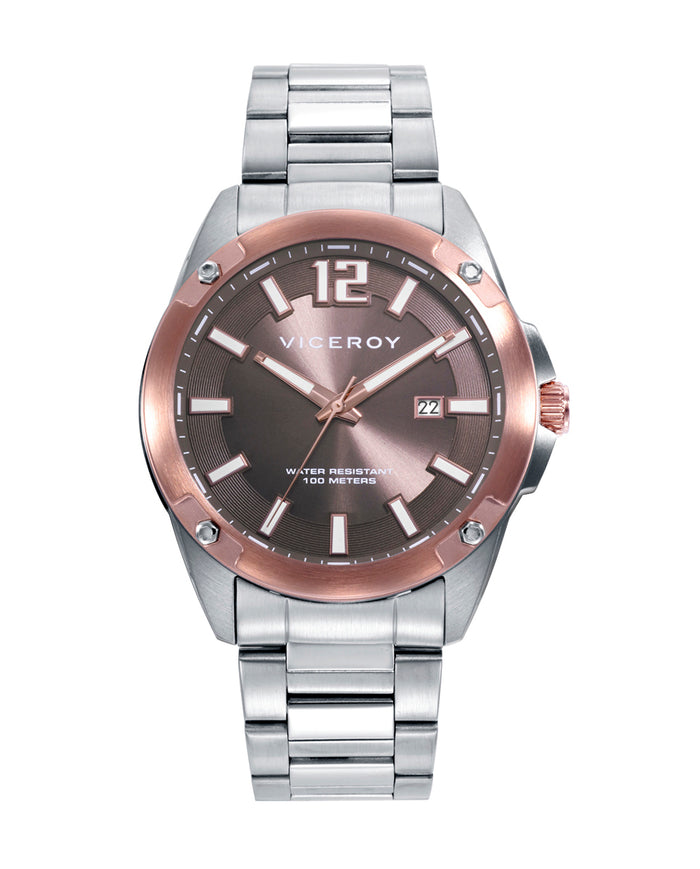 viceroy Pack reloj con pulsera caja bicolor acero e Ip rosa 10 atm y brazalete de acero con movimiento cuarzo