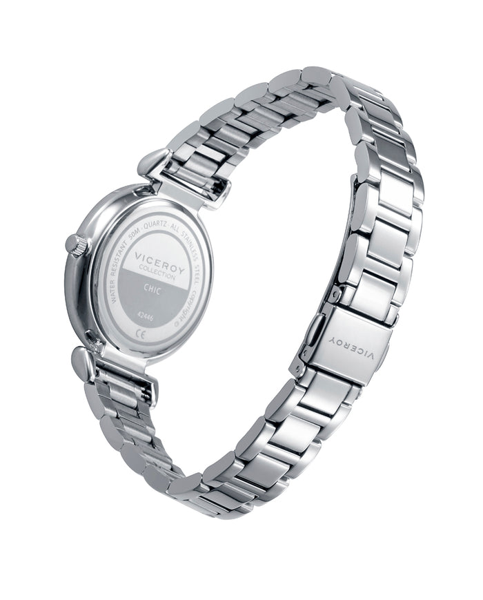 Viceroy Pack Reloj Con Pulsera Caja De Acero Con Bisel Circonitas 5 Atm Con Esfera Madreperla Rosa Y Brazalete De Acero Con Movimiento Cuarzo