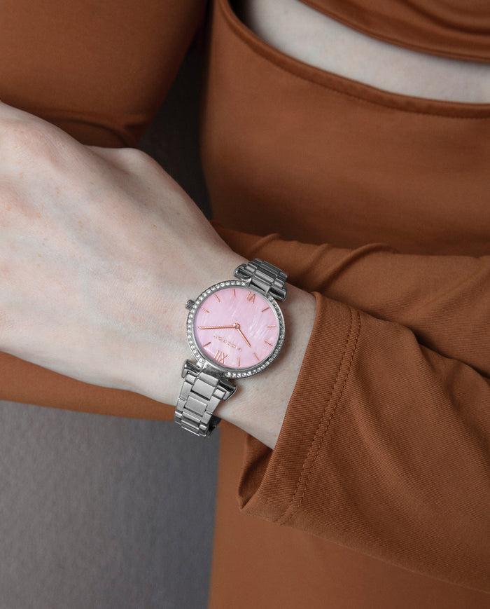 Viceroy Pack Reloj Con Pulsera Caja De Acero Con Bisel Circonitas 5 Atm Con Esfera Madreperla Rosa Y Brazalete De Acero Con Movimiento Cuarzo
