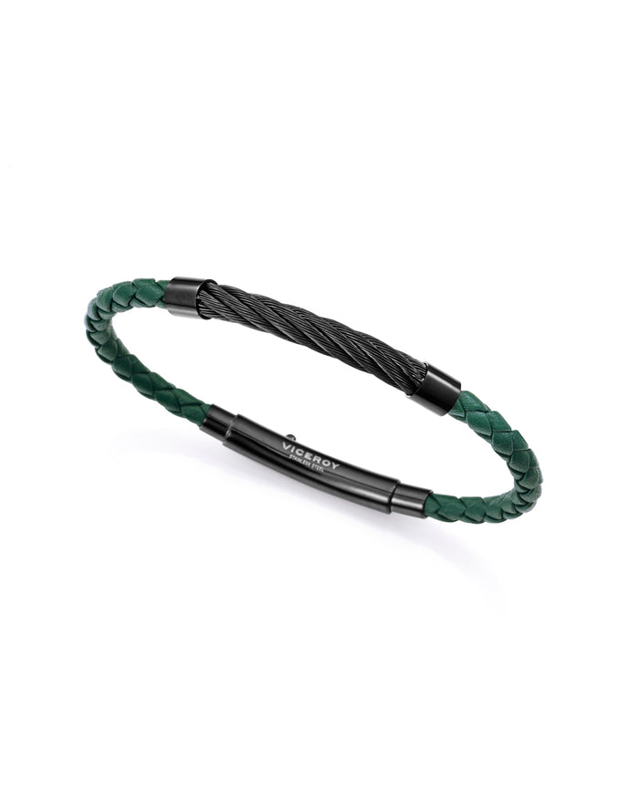 Viceroy Pack Reloj Con Pulsera Caja De Acero Con Bisel De Aluminio Verde 10 Atm Y Correa De Piel Negra Con Movimiento Cuarzo