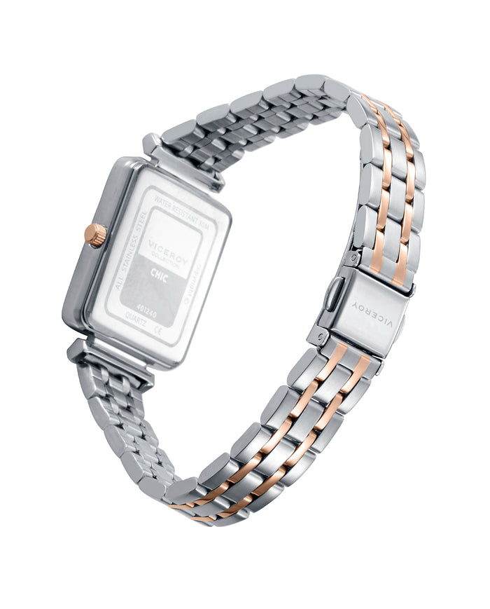 Viceroy Reloj Caja Acero Con Corona En Ip Rosa Y Brazalete Bicolor Acero Ip Rosa Con Movimiento Cuarzo