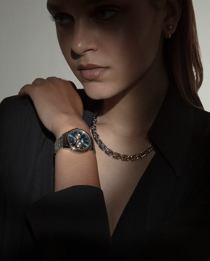 Viceroy Reloj Caja Bicolor Acero E Ip Rosa 5 Atm Y Brazalete De Acero Con Movimiento Cuarzo