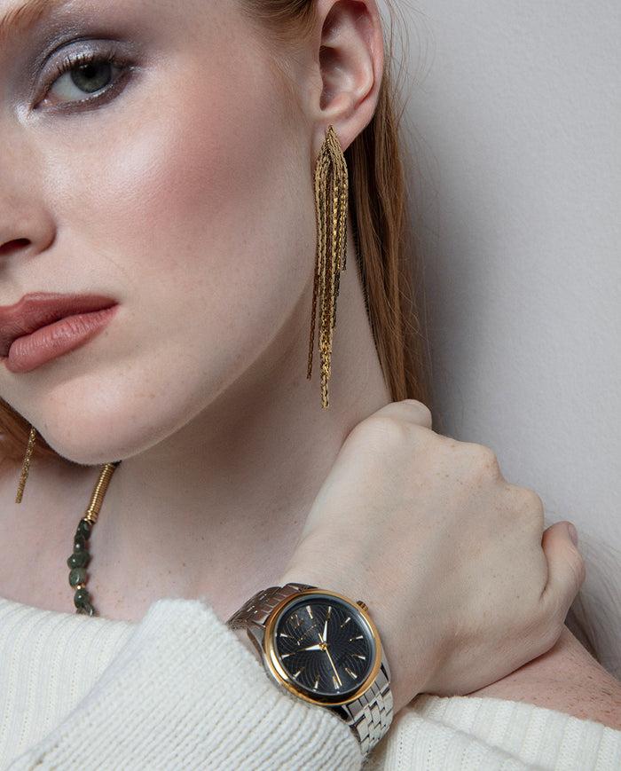 Viceroy Reloj Caja Bicolor De Acero E Ip Dorado 5 Atm Y Brazalete De Acero Con Movimiento Cuarzo