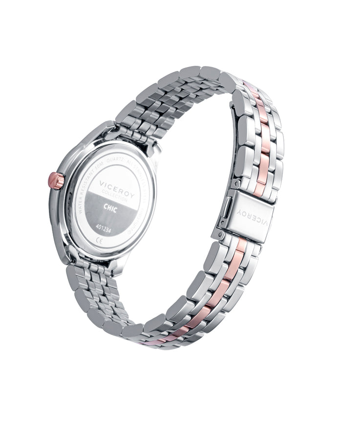 Viceroy Reloj Caja Bicolor De Acero E Ip Rosa 5 Atm Y Brazalete Bicolor De Acero E Ip Rosa Con Movimiento Cuarzo