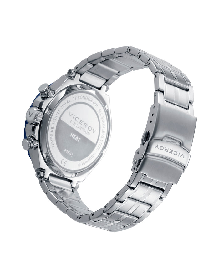 Viceroy Reloj Caja De Acero Con Bisel Azul 20 Atm Y Brazalete De Acero Con Movimiento Cuarzo