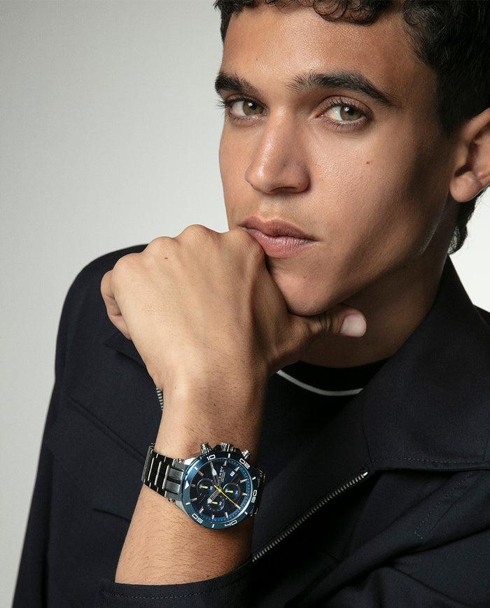 Viceroy Reloj Caja De Acero Con Bisel Azul 20 Atm Y Brazalete De Acero Con Movimiento Cuarzo