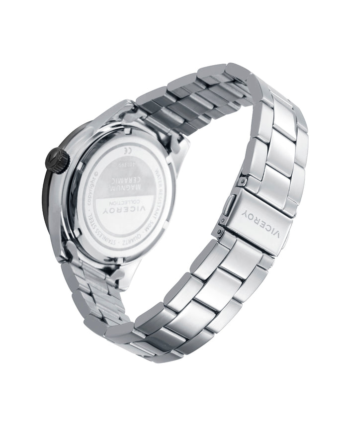 Viceroy Reloj Caja De Acero Con Bisel Cerámico Negro 5 Atm Y Brazalete Acero Con Movimiento Cuarzo