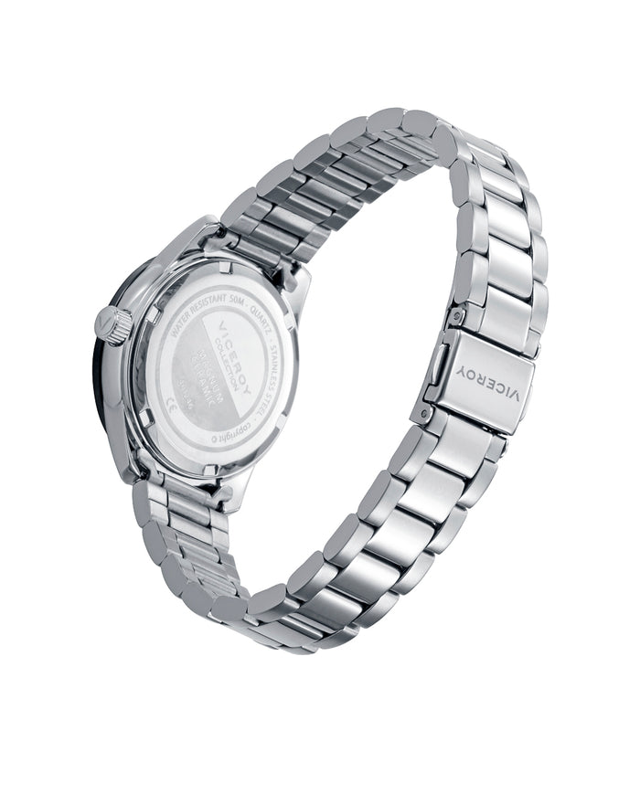 Viceroy Reloj Caja De Acero Con Bisel Cerámico Negro 5 Atm Y Brazalete Acero Con Movimiento Cuarzo