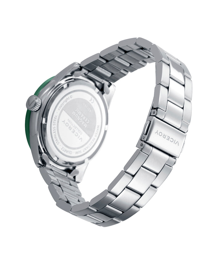 Viceroy Reloj Caja De Acero Con Bisel Cerámico Verde 5 Atm Y Brazalete Acero Con Movimiento Cuarzo