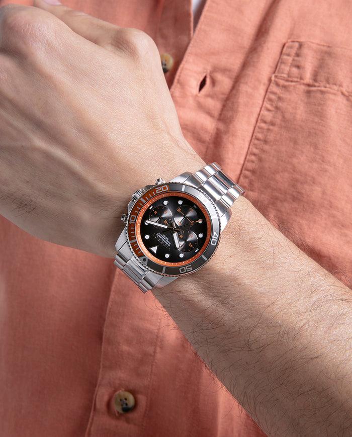 Viceroy Reloj Caja De Acero Con Bisel De Aluminio Bicolor En Negro Y Naranja