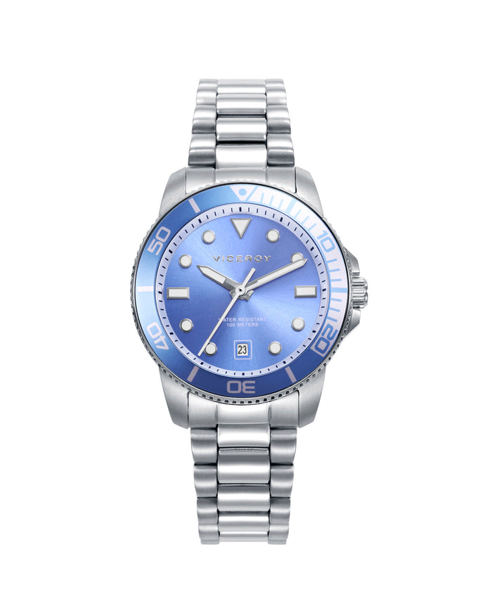 viceroy Reloj caja de acero con bisel de aluminio en color azul