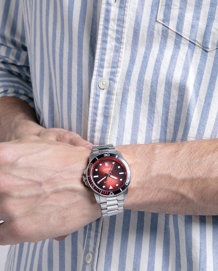 Viceroy Reloj Caja De Acero Con Bisel De Alumino Bicolor En Rojo Y Negro Y Movimiento Cuarzo