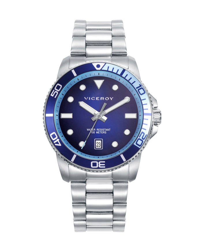 viceroy Reloj caja de acero con bisel de alumino en color azul y movimiento de cuarzo