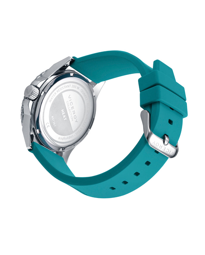 Viceroy Reloj Caja De Acero Con Bisel Giratorio Con Correa De Silicona Verde