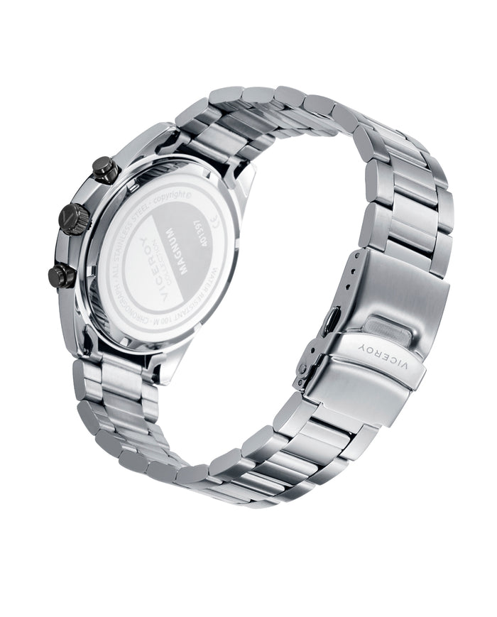 Viceroy Reloj Caja De Acero Con Bisel Ip Negro 10 Atm Y Brazalete De Acero Con Movimiento Cuarzo