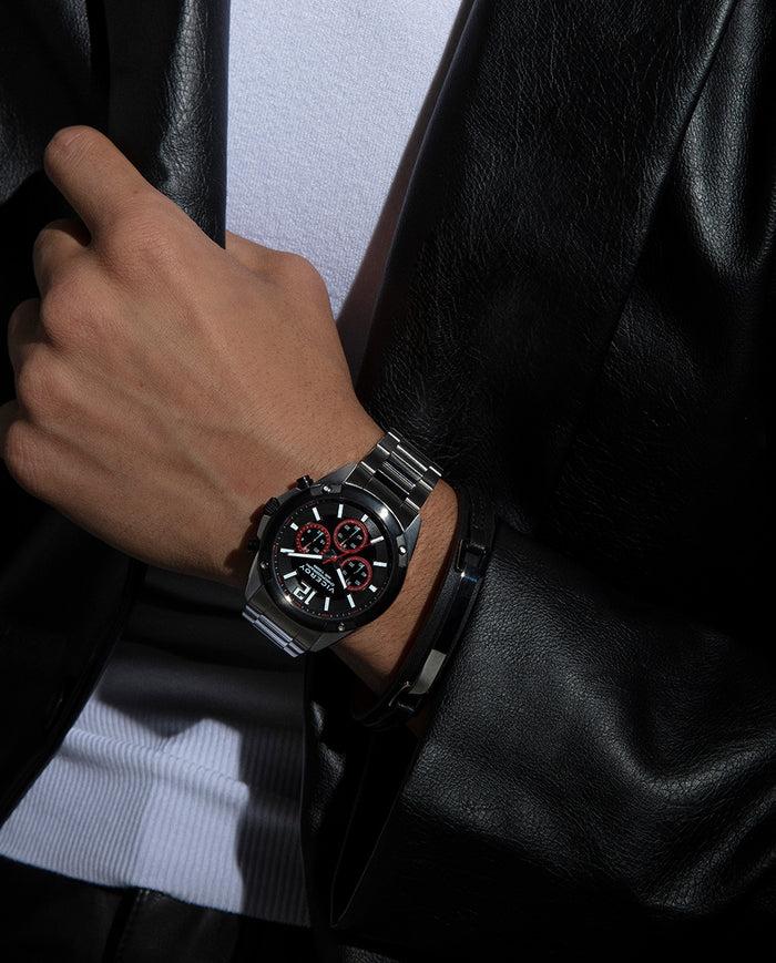 Viceroy Reloj Caja De Acero Con Bisel Ip Negro 10 Atm Y Brazalete De Acero Con Movimiento Cuarzo