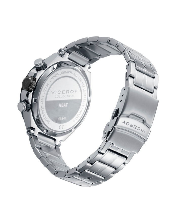 Viceroy Reloj Caja De Acero Con Bisel Negro 20 Atm Y Brazalete De Acero Con Movimiento Cuarzo