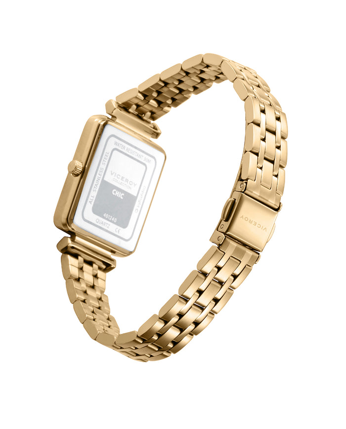 Viceroy Reloj Caja De Acero Ip Dorado Y Brazalete De Acero Ip Dorado Con Movimiento Cuarzo