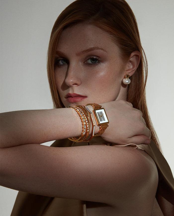 Viceroy Reloj Caja De Acero Ip Dorado Y Brazalete De Acero Ip Dorado Con Movimiento Cuarzo