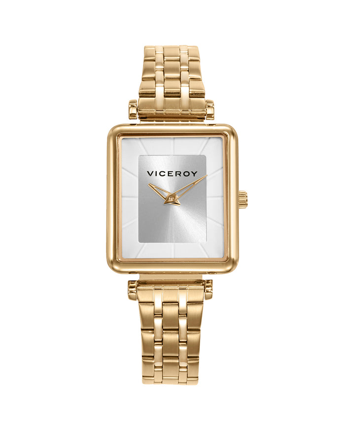 viceroy Reloj caja de acero Ip dorado y brazalete de acero Ip dorado con movimiento cuarzo