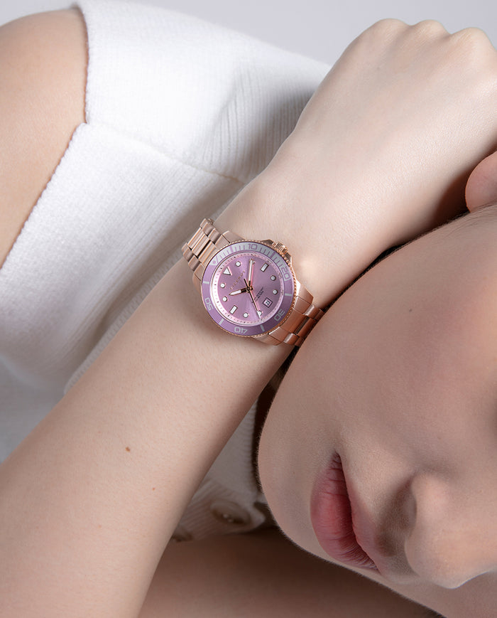 Viceroy Reloj Caja De Acero Ip Rosa Con Bisel De Aluminio En Color Rosa