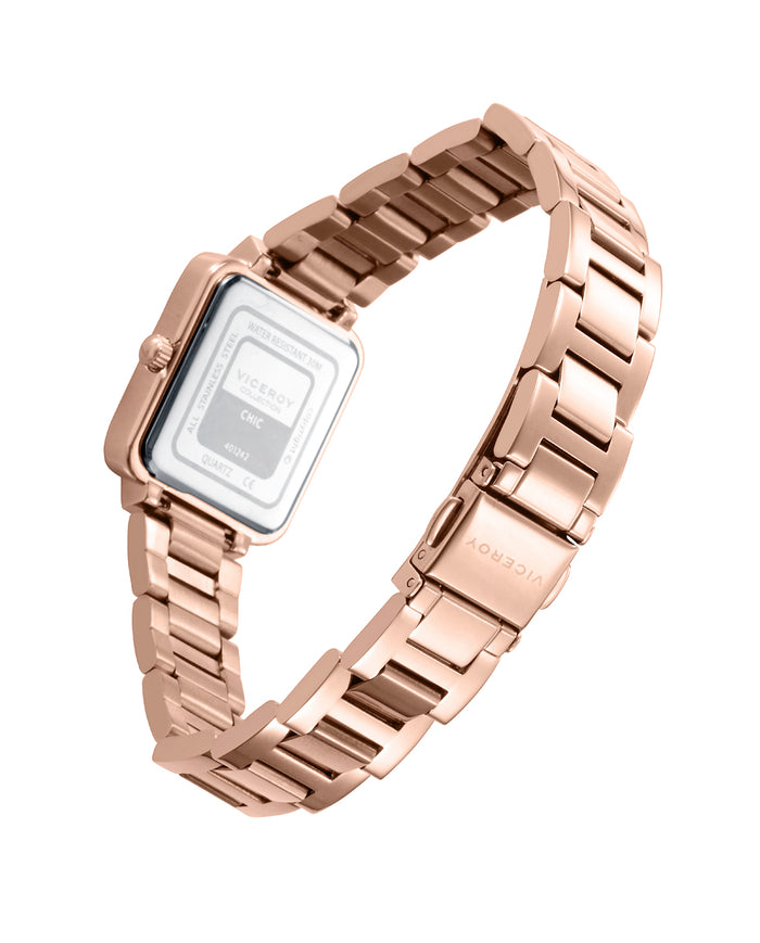 Viceroy Reloj Caja De Acero Ip Rosa Y Brazalete De Acero Ip Rosa Con Movimiento Cuarzo