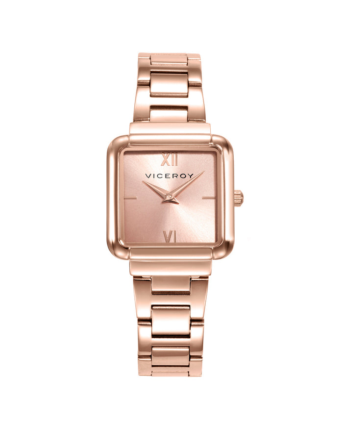 viceroy Reloj caja de acero Ip rosa y brazalete de acero Ip rosa con movimiento cuarzo