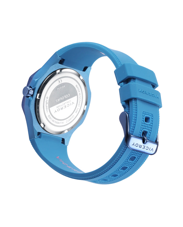 Viceroy Reloj Caja De Aluminio Azul Con Bisel De Acero Ip Azul 5 Atm Correa De Silicona Azul Movimiento De Cuarzo