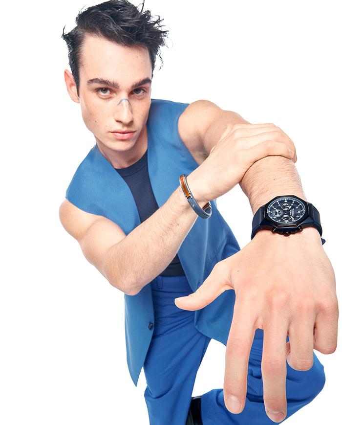 Viceroy Reloj Caja De Aluminio Azul Con Bisel De Acero Ip Negro 5 Atm Correa De Silicona Azul Movimiento De Cuarzo