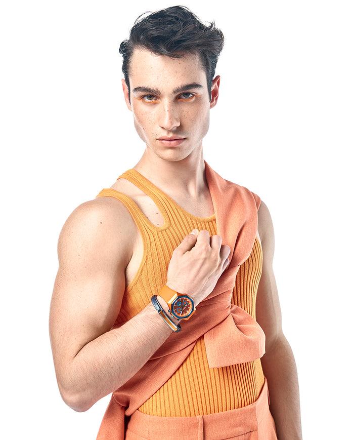 Viceroy Reloj Caja De Aluminio Naranja Con Bisel De Acero Ip Azul 5 Atm Correa De Silicona Naranja Movimiento De Cuarzo