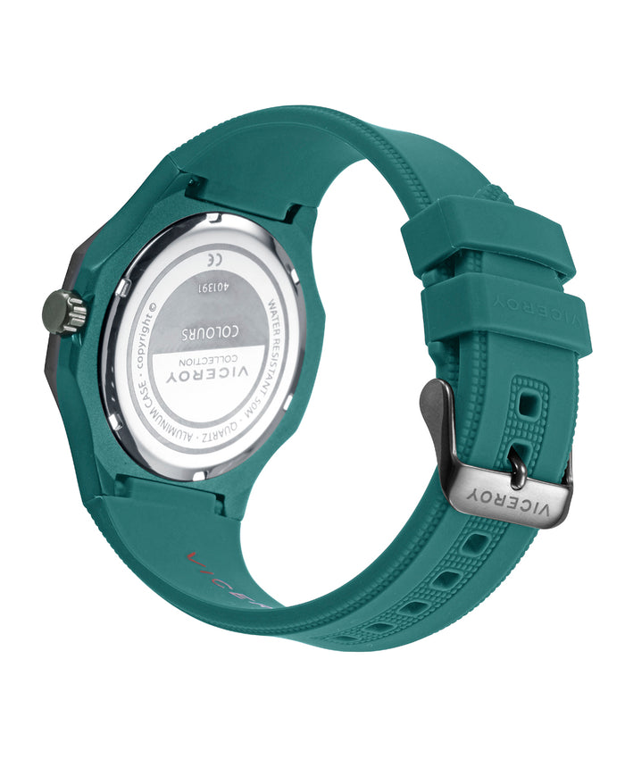 Viceroy Reloj Caja De Aluminio Verde Con Bilse De Acero Ip Gris 5 Atm Correa De Silicona Verde Movimiento De Cuarzo