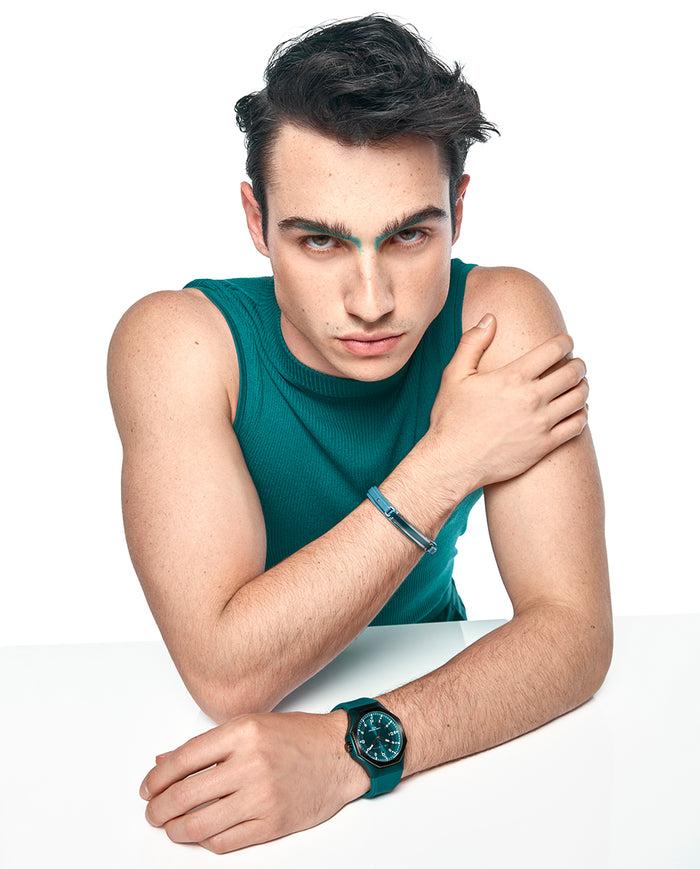 Viceroy Reloj Caja De Aluminio Verde Con Bilse De Acero Ip Gris 5 Atm Correa De Silicona Verde Movimiento De Cuarzo