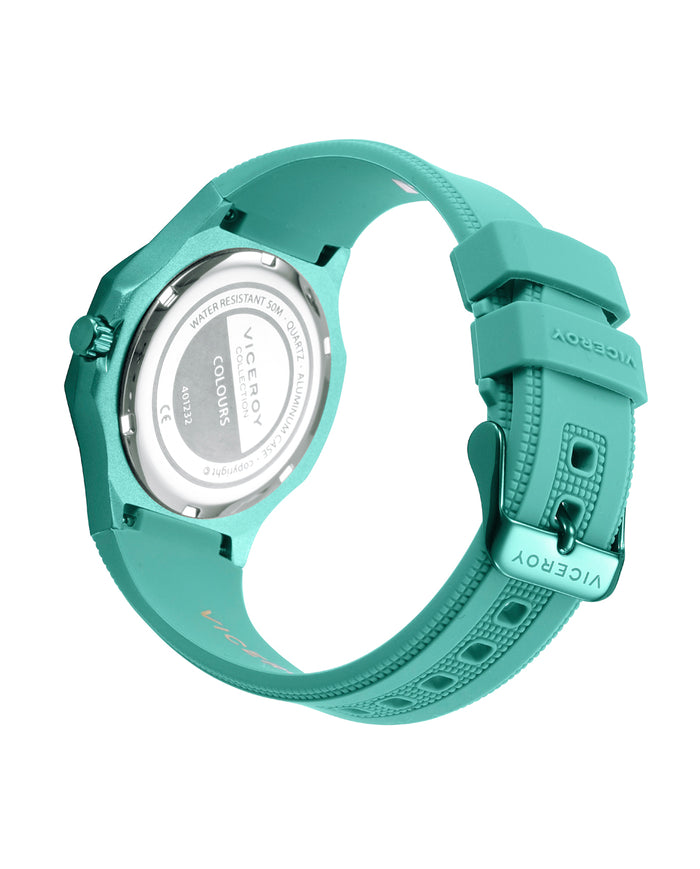 Viceroy Reloj Caja De Aluminio Verde Con Bisel De Acero Ip Verde 5 Atm Correa De Silicona Verde Movimiento De Cuarzo