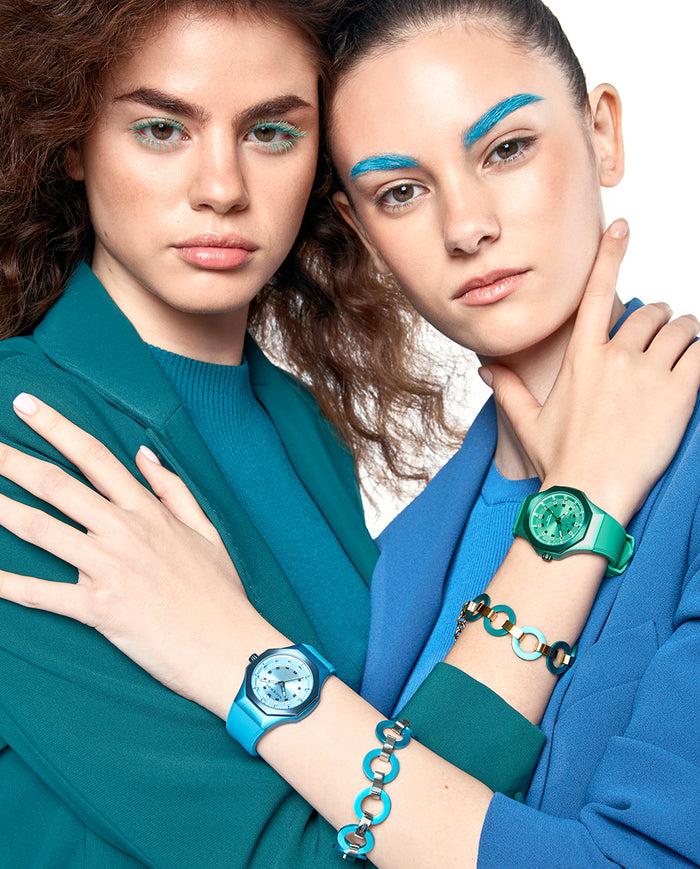 Viceroy Reloj Caja De Aluminio Verde Con Bisel De Acero Ip Verde 5 Atm Correa De Silicona Verde Movimiento De Cuarzo