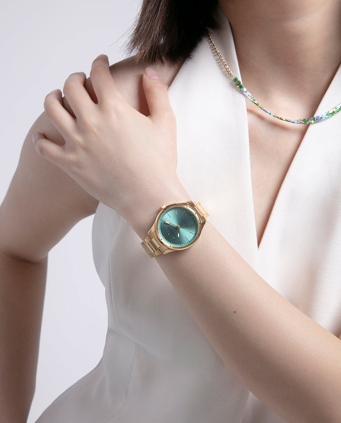 Viceroy Reloj Caja Y Brazalete De Acero Dorado Con Movimiento Cuarzo