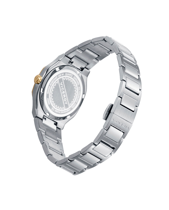Viceroy Reloj Colección Laura Escanes Caja De Acero Con Doble Bisel En Acero E IP Dorado Con Cristal Zafiro 10 Atm Y Brazalete De Acero Con Movimiento Cuarzo