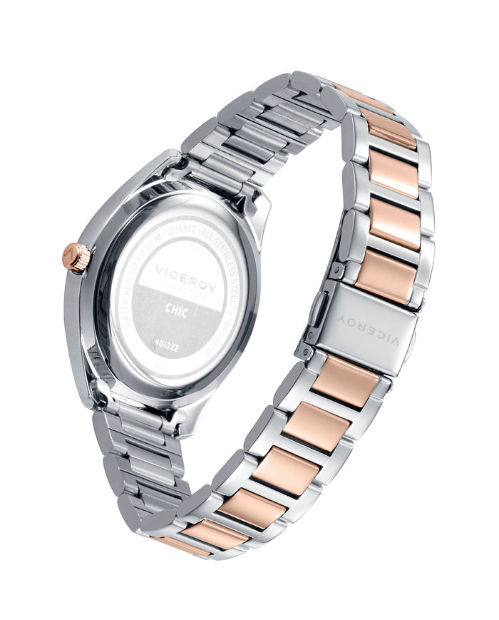 Viceroy Reloj Con Correa De Acero Bicolor En Rosa Y Esfera Gris