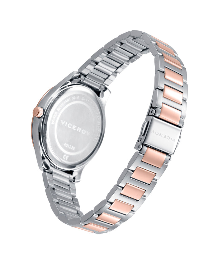 Viceroy Reloj Con Correa De Acero Rosa Bicolor Y Esfera Rosada