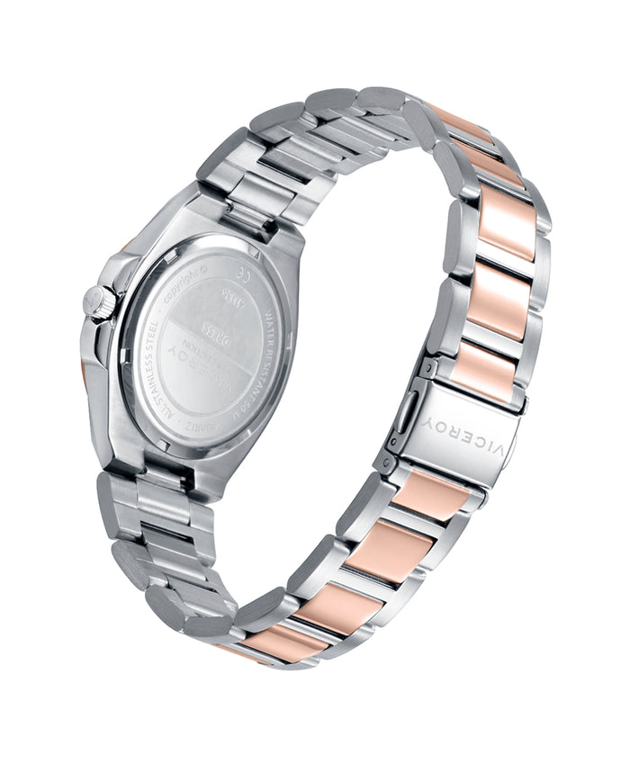 Viceroy Reloj De Acero Bicolor Con Esfera Rosa Y Movimiento De Cuarzo