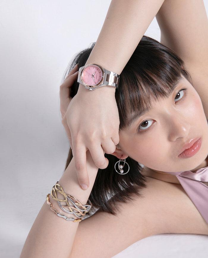 Viceroy Reloj De Acero Bicolor Con Esfera Rosa Y Movimiento De Cuarzo