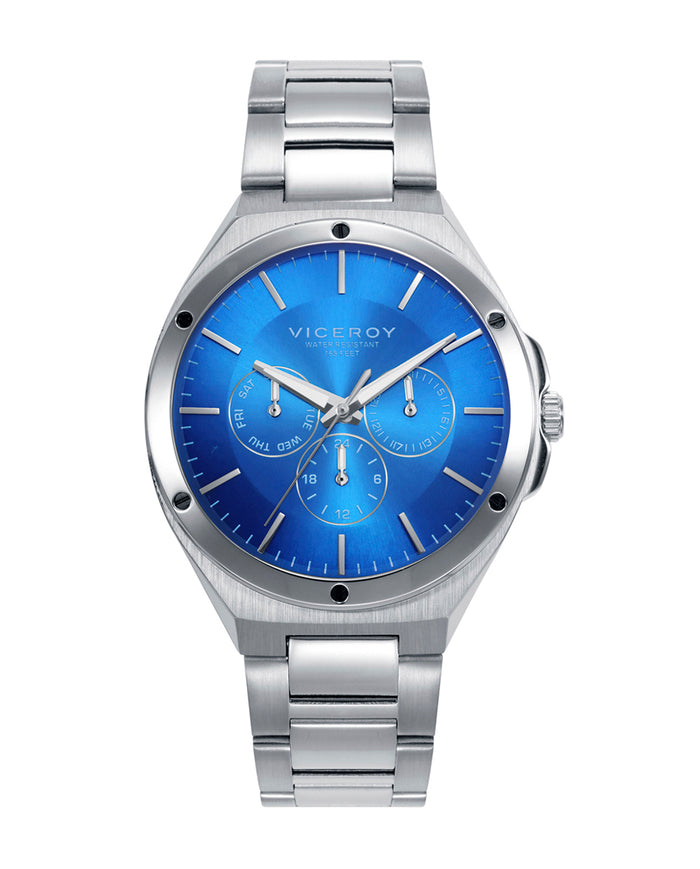 viceroy Reloj de acero con esfera azul con cronógrafo