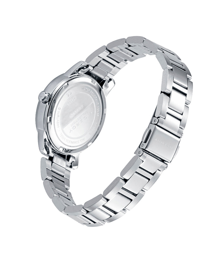 Viceroy Reloj De Acero Con Esfera Blanca Y Agujas Azules