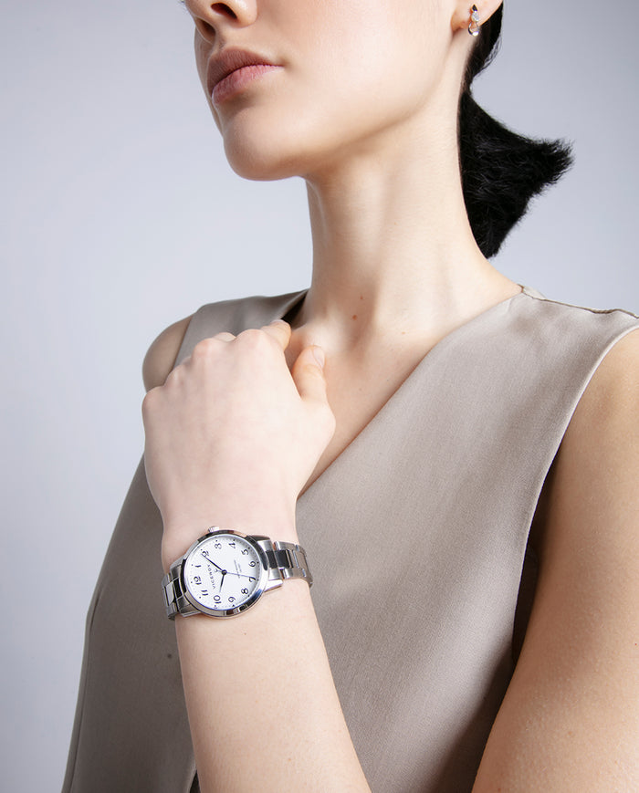 Viceroy Reloj De Acero Con Esfera Blanca Y Agujas Azules