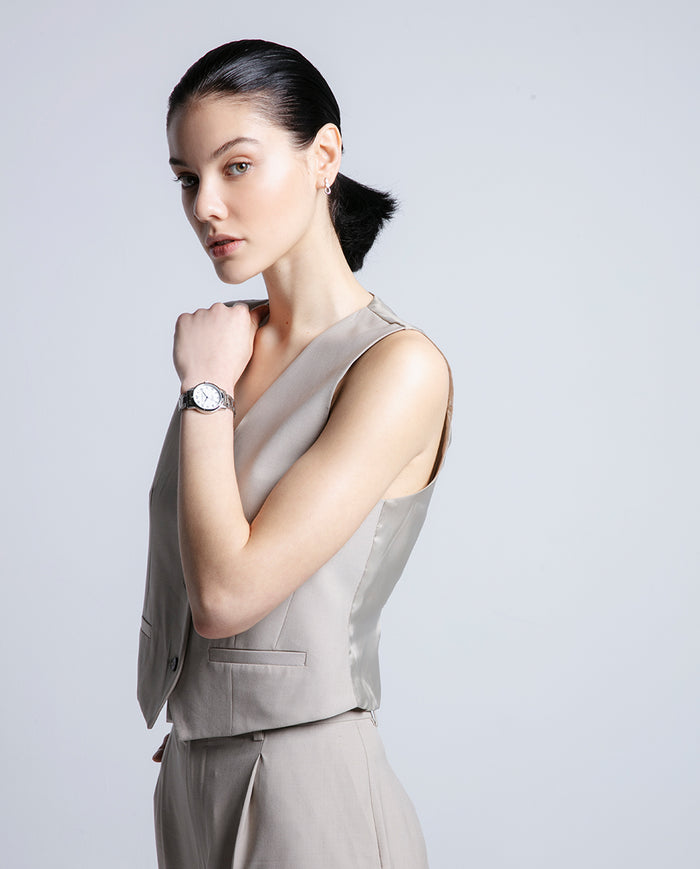 Viceroy Reloj De Acero Con Esfera Blanca Y Agujas Azules