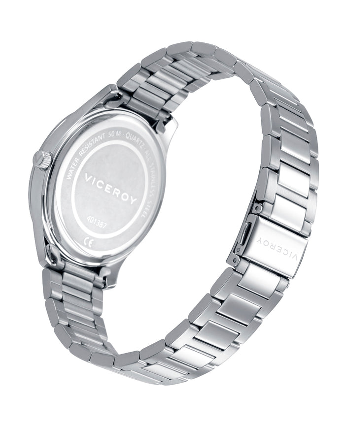 Viceroy Reloj De Acero Con Esfera Blanca Y Movimiento De Cuarzo