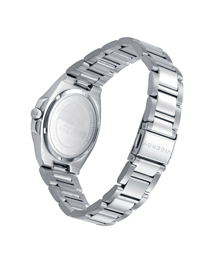 Viceroy Reloj De Acero Con Esfera Negra De índices Plateados