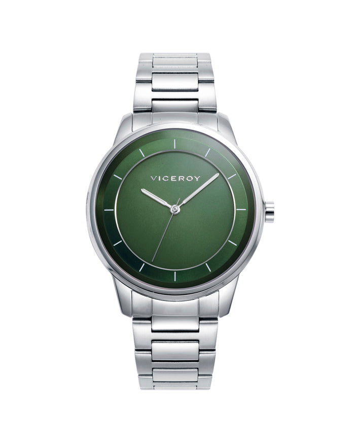 viceroy Reloj de acero con esfera verde y movimiento de cuarzo