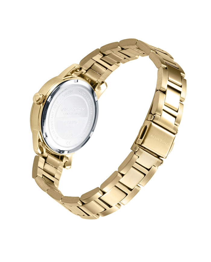 Viceroy Reloj De Acero Dorado Con Esfera Azul Y Movimiento De Cuarzo