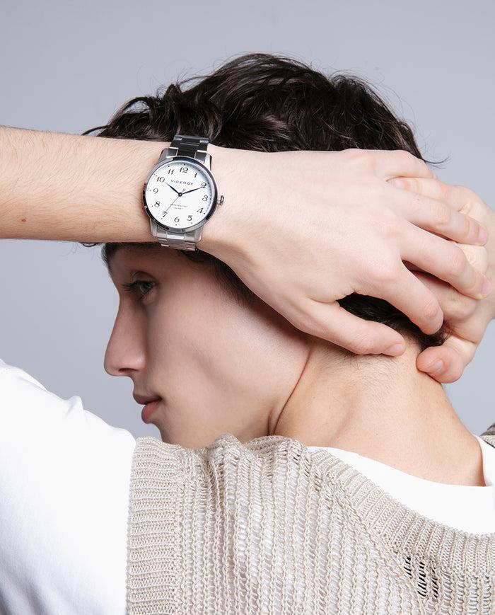 Viceroy Reloj De Acero Para Hombre Con Esfera Blanca Y Números árabes