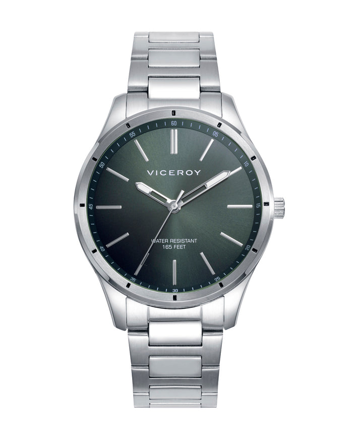 viceroy Reloj de acero para hombre con esfera verde y movimiento de cuarzo